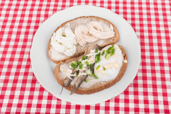 Crema di formaggio sandwich e cipolle — Foto Stock