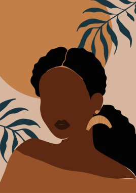 Boho tarzı duvar sanatında Afrikalı Amerikalı kadın