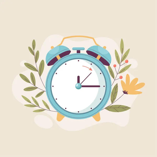 Flat Spring Forward Illustration Clock — Stock Vector