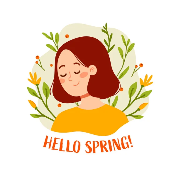 Helló Tavasz Vektor Illusztrációja Virágokkal — Stock Vector