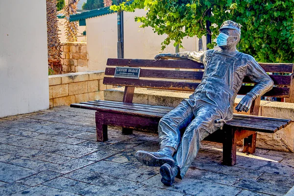 Zichron Akov Israel July 2020 Ebédszünet Szobor Zichron Yaakovban Szobrász — Stock Fotó