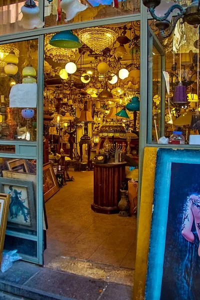 Tel Aviv Izrael Listopadu 2021 Malém Obchodě Lampami Bleším Trhu — Stock fotografie