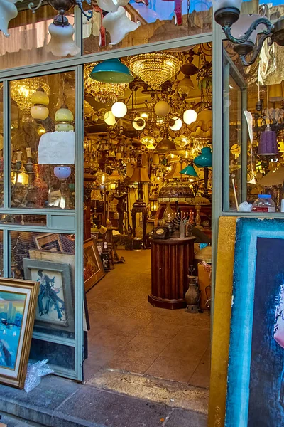 Tel Aviv Israel November 2021 Small Lamp Shop Street Flea — Stock Photo, Image