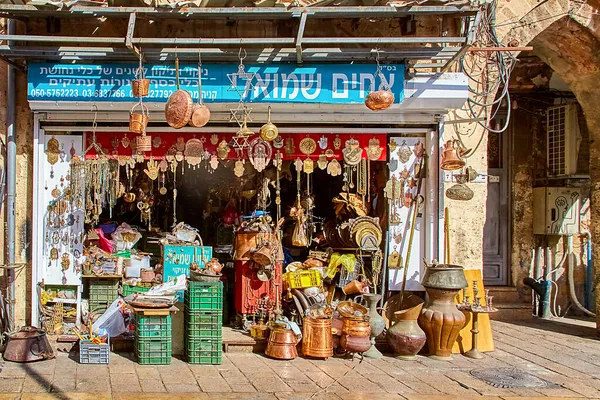 Tel Aviv Israel November 2021 Kis Üzletek Street Bolhapiacon Régi — Stock Fotó