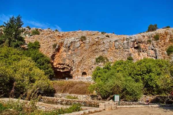 Banias Israel November 2021 Pán Templomának Maradványai Pán Barlangjával — Stock Fotó