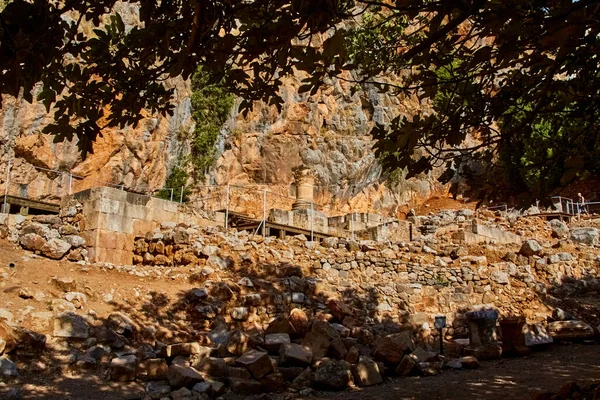 Utsikt Över Den Korintiska Huvudstaden Och Templet Romersk Helgedom Som — Stockfoto