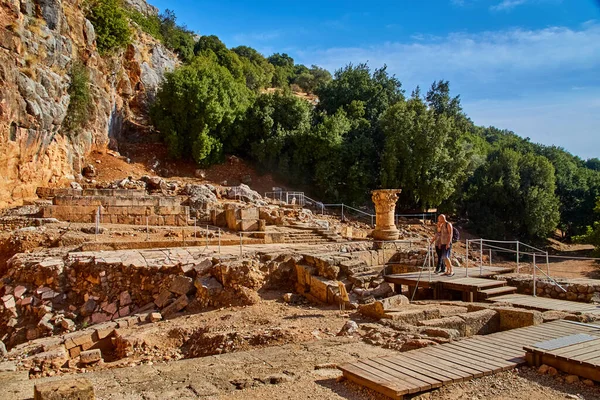 Banias Israel Romerska Helgedomen Som Omfattade Tempel Och Rituella Gårdar — Stockfoto
