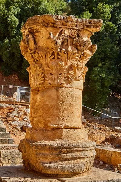 Kilátás Nyílik Korinthusi Fővárosra Templomra Egy Római Szentélyt Építettek Amely — Stock Fotó