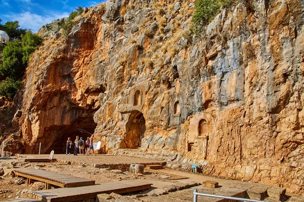 Banias Israel November 2021 Resterna Templet Pan Med Pans Grotta — Stockfoto