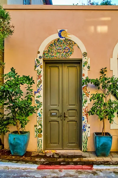 Красиво Оформленная Дверь Дома Районе Неве Цедек Города Тель Авива — стоковое фото
