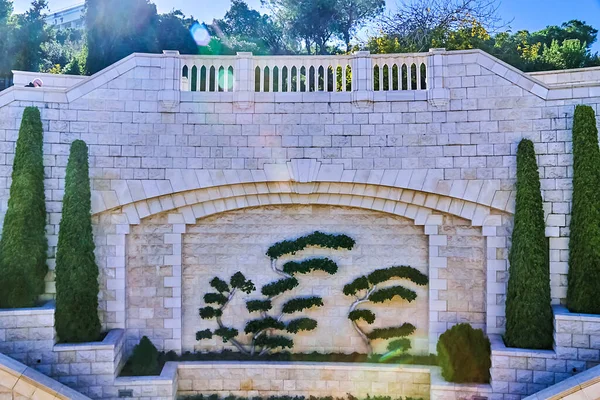 Pie Paseo Louis Promenade Cerca Del Jardín Bahai Ciudad Haifa —  Fotos de Stock