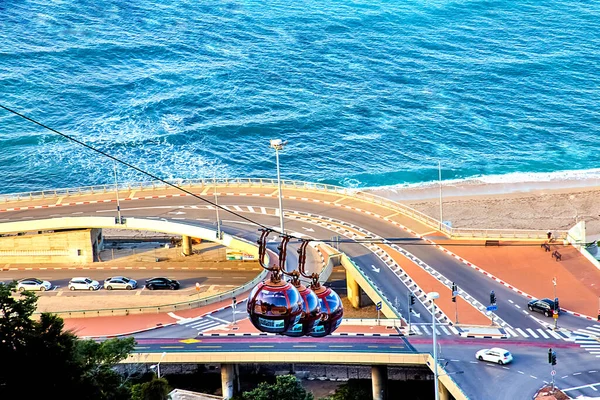 Χάιφα Ισραήλ Δεκεμβρίου 2021 Άποψη Της Haifa Cable Cars Που — Φωτογραφία Αρχείου