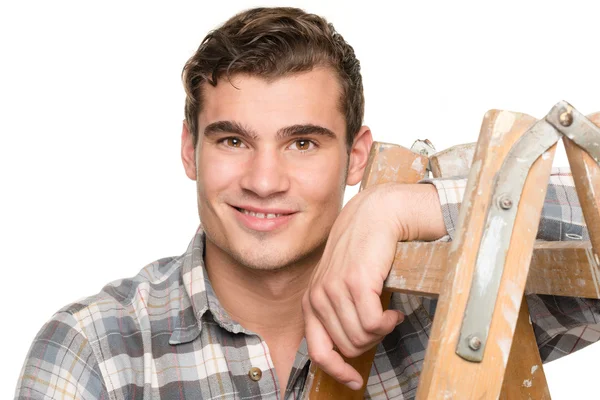 Hombre con escalera — Foto de Stock