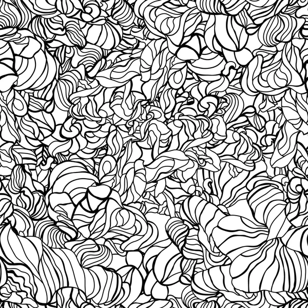 Zwart-wit patroon met krullen — Stockvector