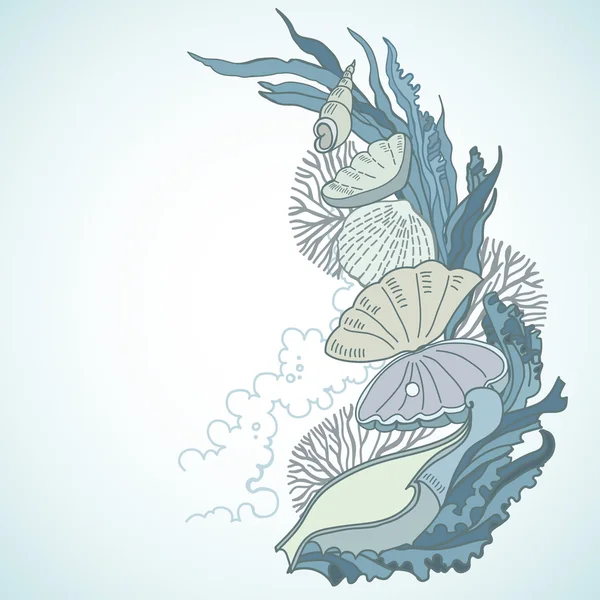 貝の装飾的な背景 — ストックベクタ