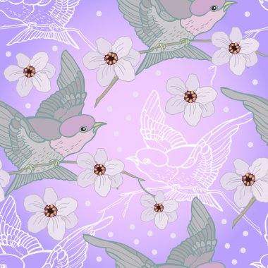 çiçekler ve kuşlar ile Vintage desen