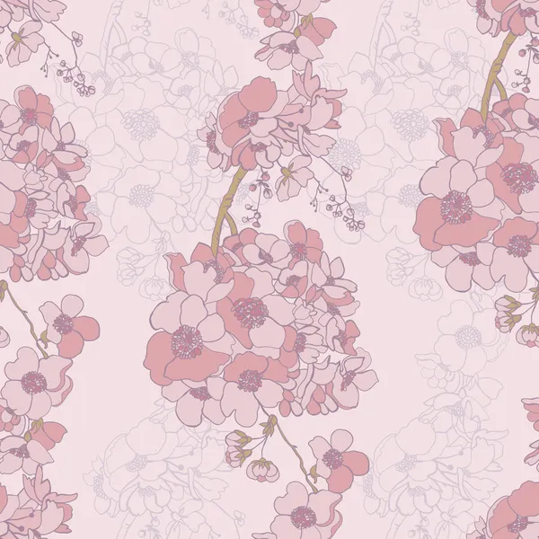 Sin costuras con ramas florecientes de primavera — Archivo Imágenes Vectoriales