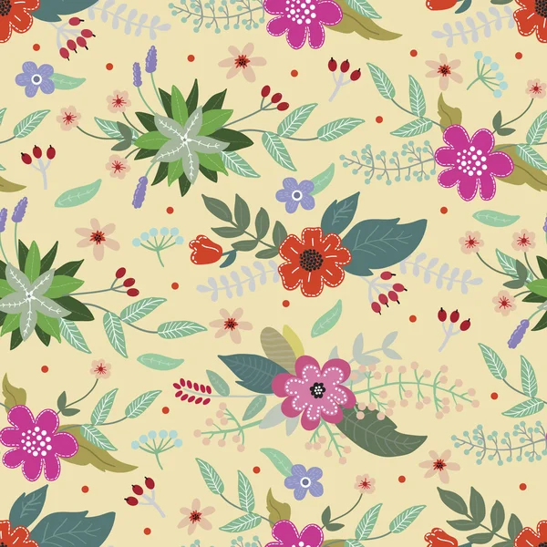 Printemps motif rétro floral — Image vectorielle