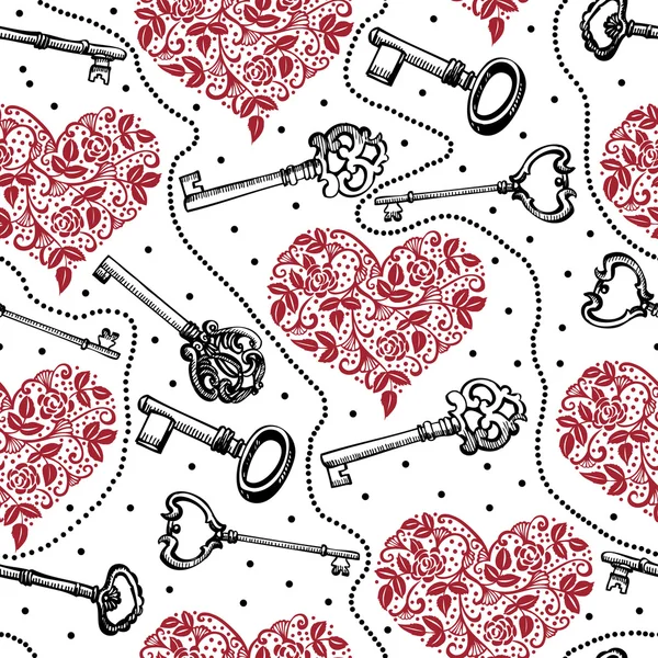 tuşlar ve kalpleri ile Vintage desen