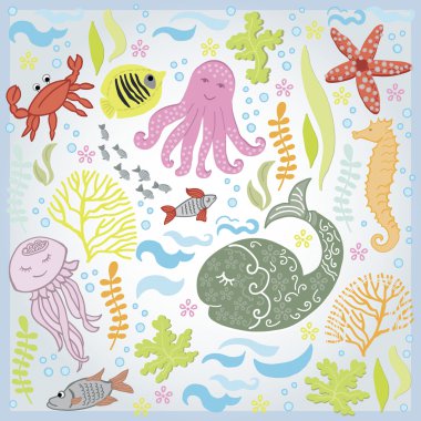 Deniz set vektör çizim