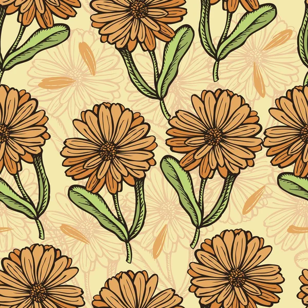 Calendula motif de fleurs — Image vectorielle