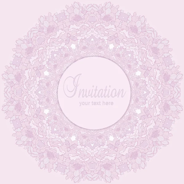 Wedding invitation with flowers of peonies — Stock Vector