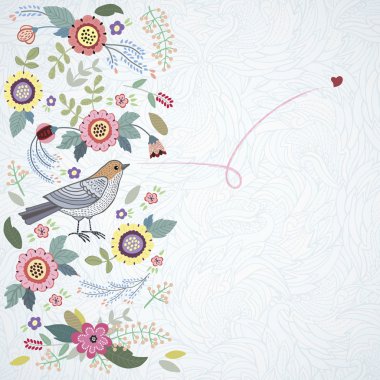 kuş ve çiçek Vintage dekoratif arka plan