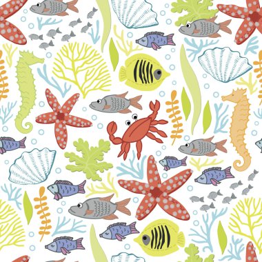 Sualtı dünya ile şirin desen