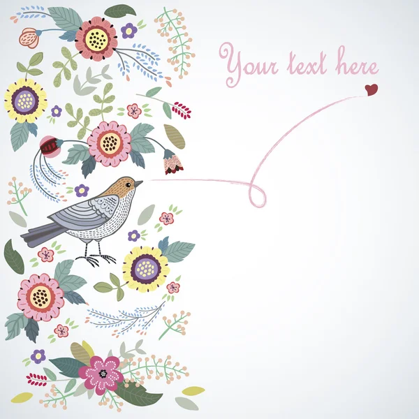 kuş ve çiçek antika arka plan