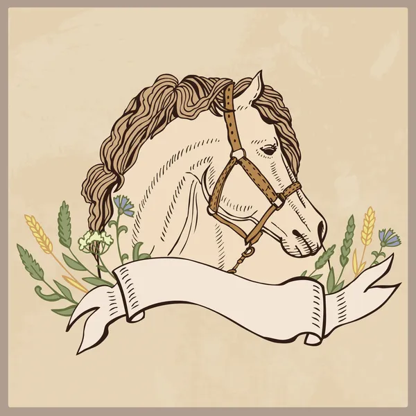 Caballo en estilo retro — Vector de stock