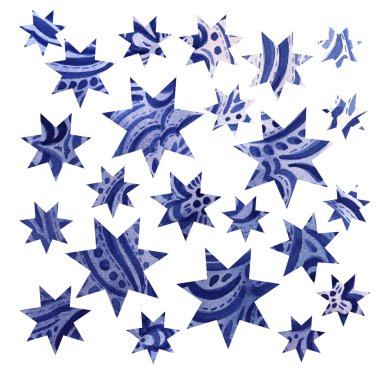 desenli yıldız ile suluboya arka plan