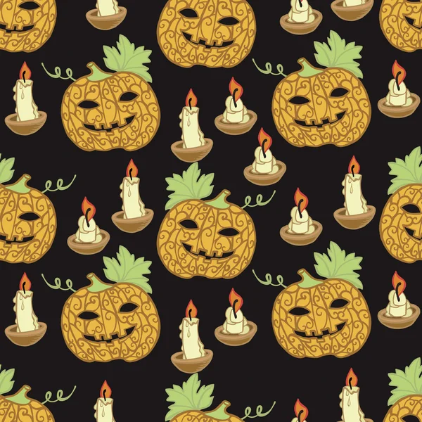 Patrón negro con calabazas para Halloween — Archivo Imágenes Vectoriales