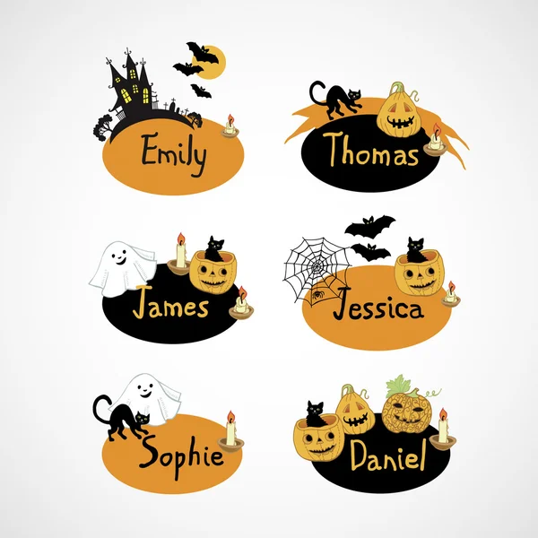 Cartes de nom pour fête d'Halloween — Image vectorielle