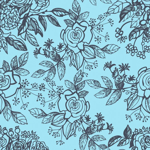 Motif vintage avec motifs floraux — Image vectorielle