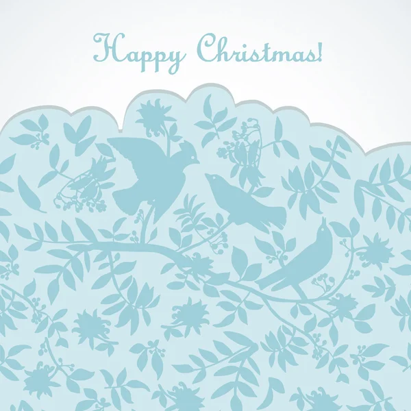Winter birds. Christmas Card — Stock Vector