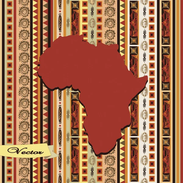 Kartu dekoratif dengan gambar benua Afrika - Stok Vektor