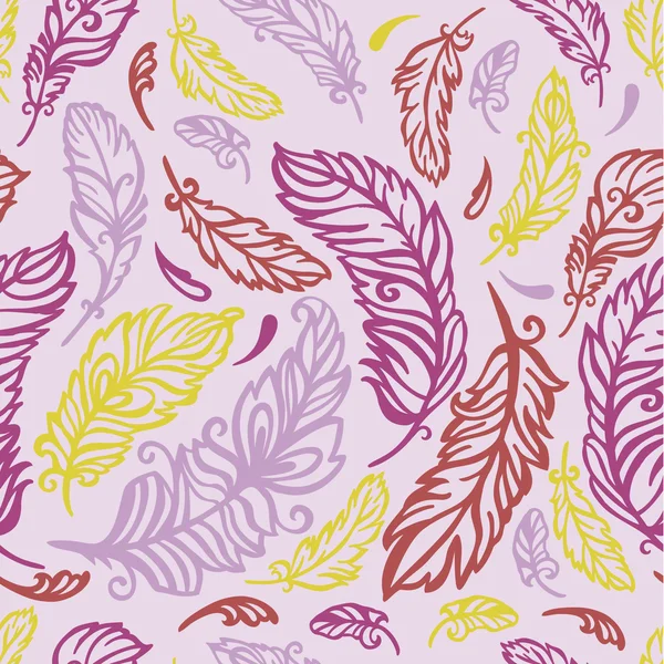 Decoratief patroon met gekleurde veren — Stockvector