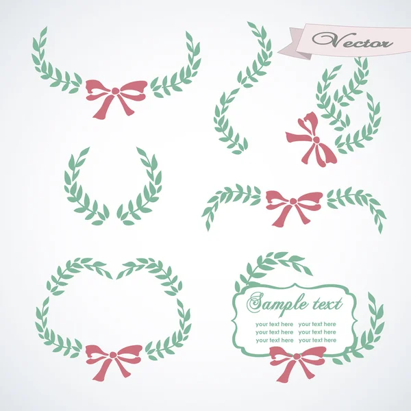 Vintage set with branches and bows — Stock Vector