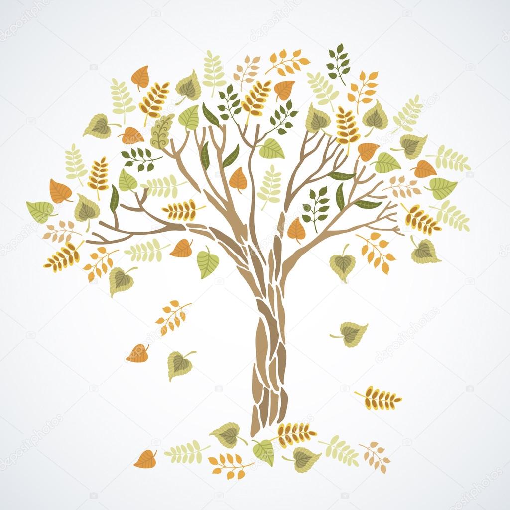 Vector illustration of autumn tree