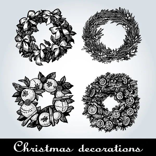 Set of Christmas wreaths — Stock Vector