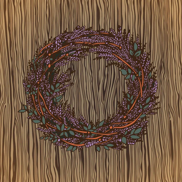 Festive Christmas decoration on wood background — Stock Vector