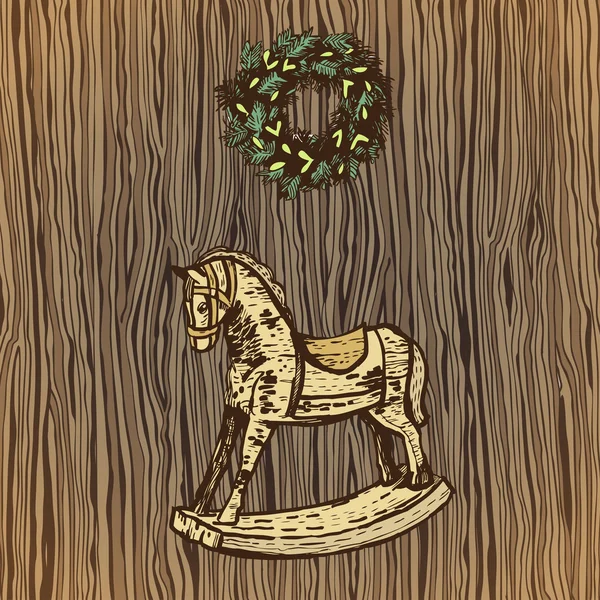 卡马儿与木制背景上的花环 — 图库矢量图片