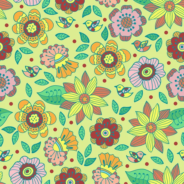 Fantasie bloemenpatroon. — Stockvector