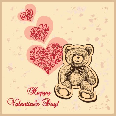 sevimli ayı ile kırmızı Kalpler