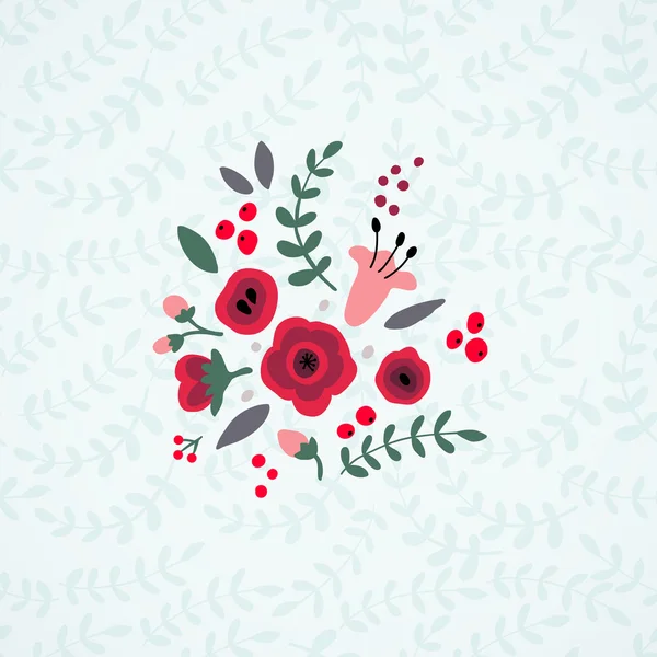 Elementos florales vintage dibujados a mano — Vector de stock