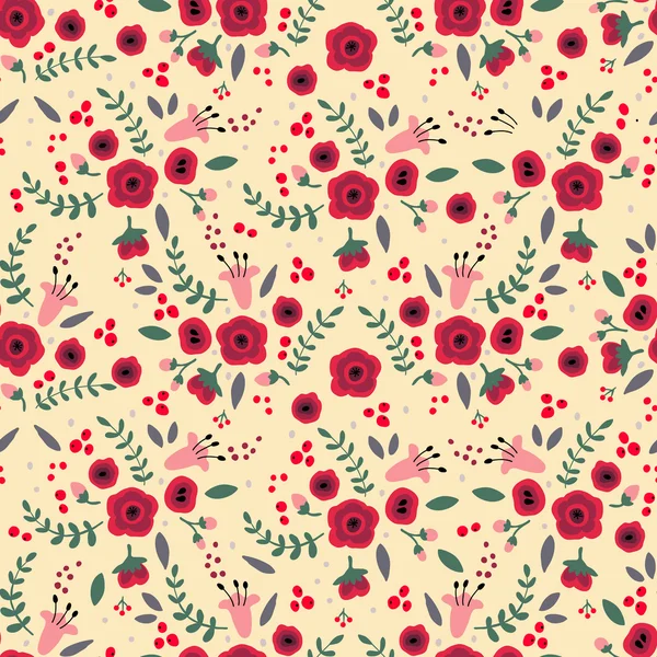 Motif rétro avec petites fleurs — Image vectorielle