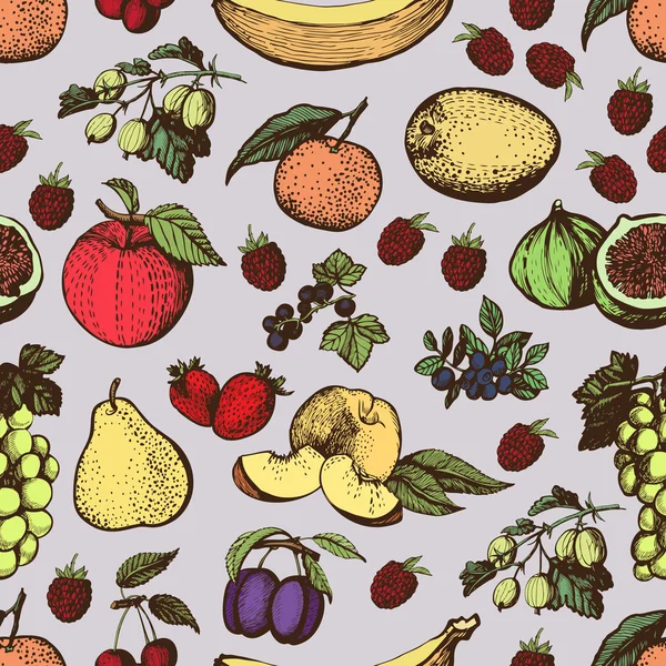 Dessin à la main motif de fruits colorés . — Image vectorielle