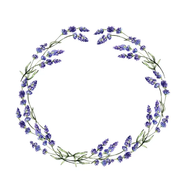Watercolor lavender wreath — Stock Photo, Image