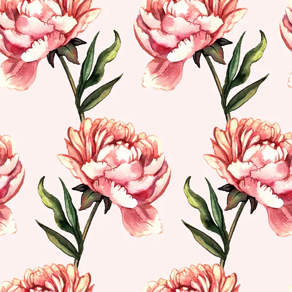 Watercolor pattern with peonies — Stock Photo, Image