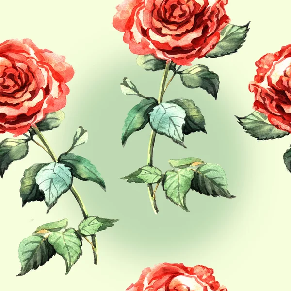 Beautiful Retro Watercolor Seamless Roses — Stock Photo, Image